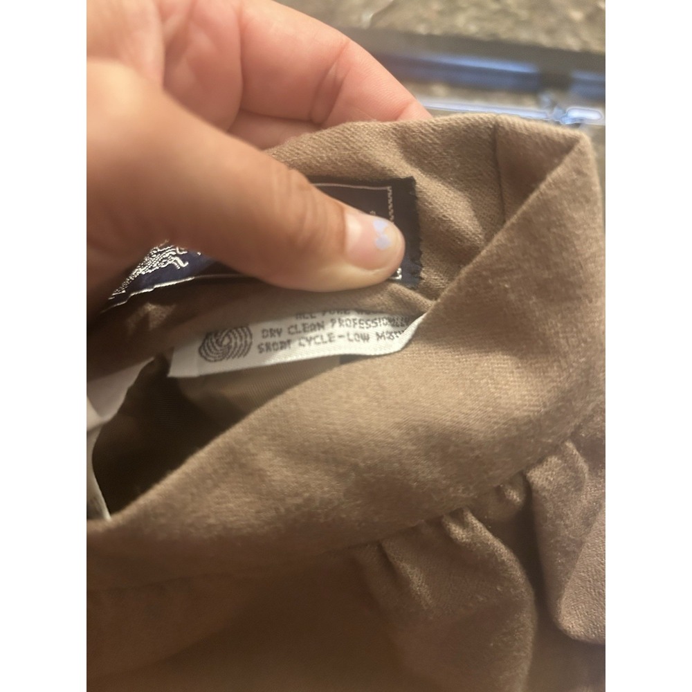 Burberry's Beige Tan Solid Lined Pleated Knee Length Skirt Size 6 Pure Wool - Picture 10 of 13